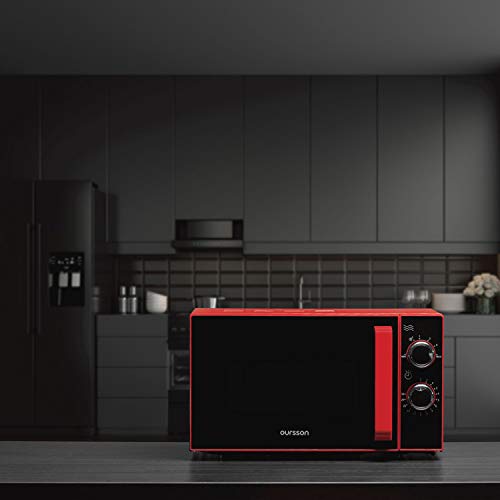 Horno microondas rojo Oursson con puerta de espejo, 4 años de garantía, 20 litros, 700 vatios, MM2005/RD
