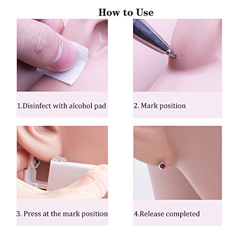 HosDen - Set de 6 pistolas perforadoras para hacer piercings de oreja sin dolor. Para niñas, mujeres y hombres