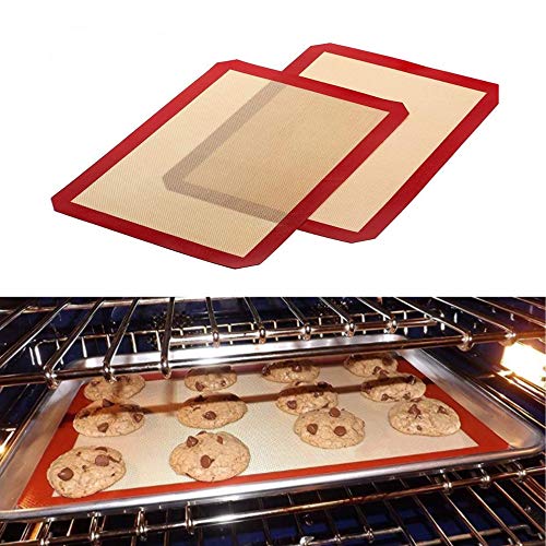 HPiano 2 Piezas Silicona para Hornear Mats/Lámina de Horno,Tapetes para Hornear Láminas de Horno,Papel de Horno de Silicona Reutilizable,Fibra de Vidrio Antiadherente Profesional (30 x 40 cm)