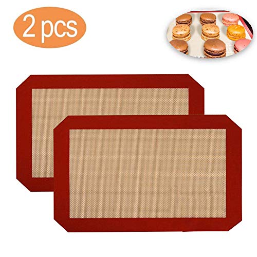 HPiano 2 Piezas Silicona para Hornear Mats/Lámina de Horno,Tapetes para Hornear Láminas de Horno,Papel de Horno de Silicona Reutilizable,Fibra de Vidrio Antiadherente Profesional (30 x 40 cm)
