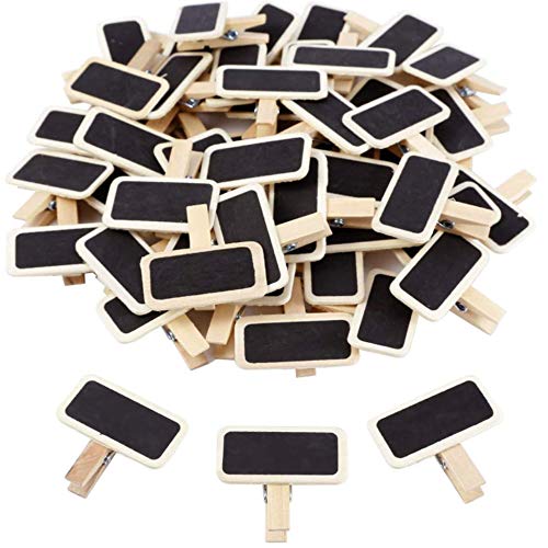 HPiano Pack de 50pcs Mini Clip Pinza de Madera con Tablero de Pizarra de Tiza para Dejar Mensaje Recordatorios Nota/Letrero De Nombre/Etiquetas de Nombre/Boda Decoración/Los Precios