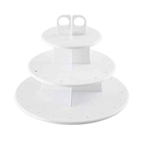 HPiano Soporte para Cupcakes, Soporte para Cake Pops Y Cupcakes,Soporte de 3 Cocina de Capas para Tartas y Cupcakes, de plástico, Apto para Uso alimentario,Blanco