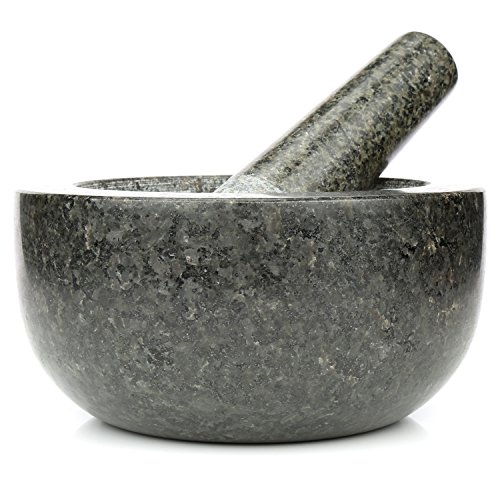 H&S mortero y pilón de granito - tamaño grande 16 cm de diámetro