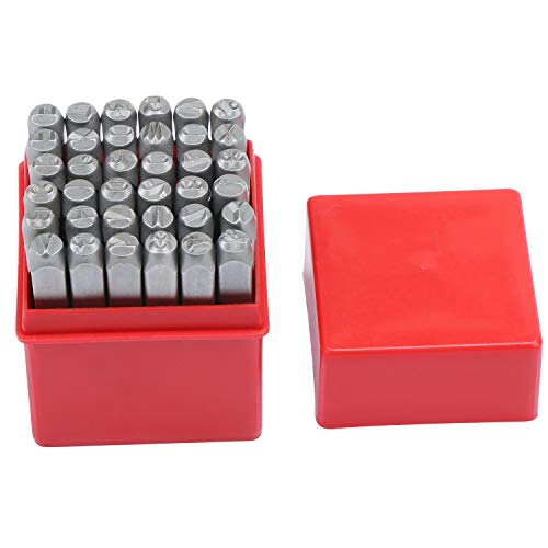 HSEAMALL - Juego de 36 piezas de 6 mm de letras y números, letras del alfabeto de hierro A-Z y sellos de número 0-9 para manualidades