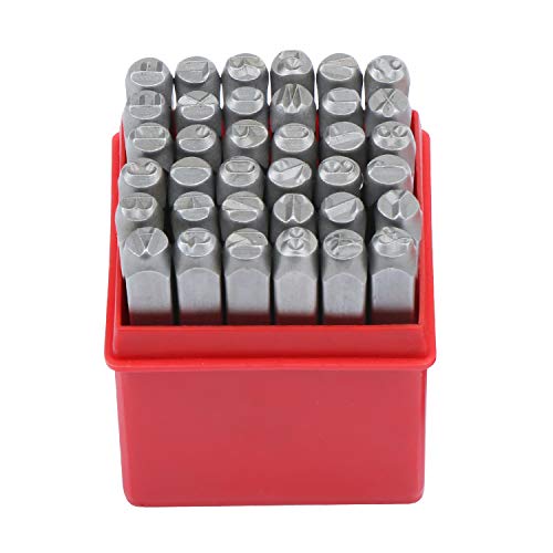 HSEAMALL - Juego de 36 piezas de 6 mm de letras y números, letras del alfabeto de hierro A-Z y sellos de número 0-9 para manualidades