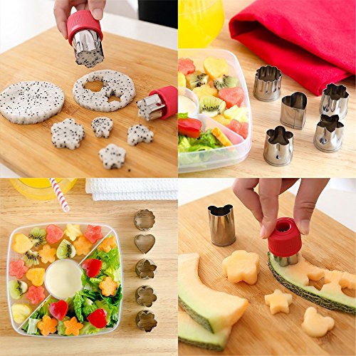 HUAFA 12 piezas vegetales fruta flores cortador molde de acero inoxidable para cortador de galletas, vegetales cortados, frutas y galletas (verde)