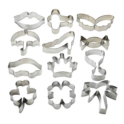HUAFA Juego de Formas de Cortador de Bizcocho (12 Piezas) - Diamantes, Corona del Pentágono, Juego de Cortador de Galletas de Aeronaves