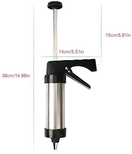 HUAFA Pistolas para Hacer Galletas 25.5cm /10" x 13cm / 5.1" Acero Inoxidable Pistola para Decoración de Tartas y Galletas con 8 Boquillas de Glaseado y 13 Discos de Moldes para Galletas (22 Piezas)
