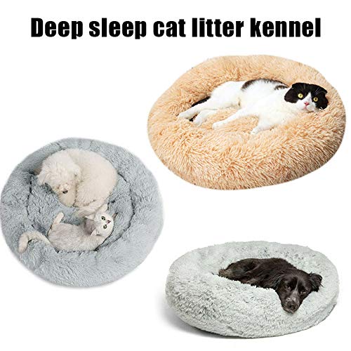 huangThroStore Cama calmante para Perros y Gatos, Cama de Felpa para Cachorros y Perros, Dark Gray, 50cm