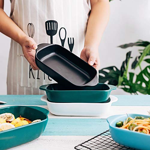 HUANHUAN Loza de Barro, Platos caseros Matt vitrocerámica binaural Hornear Rectangular Horno Platos de arroz cocidos al Horno Paquete de Discos (Color : Brown, Size : 23.5cm)