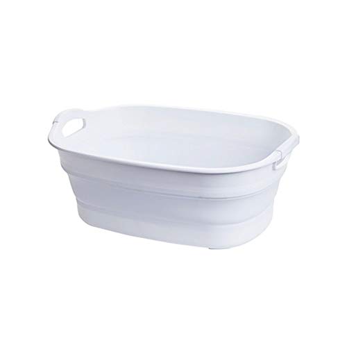 HUIHUAN Lavamanos Plegable Plegable Lavabo Portátil Dishpan Platos de Lavado Multiusos Persona Durante el Camping Senderismo Pesca al aire libre,White