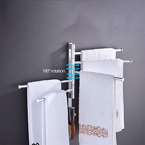 HUIHUAN Toalleros para baño - Barra de toalla giratoria de aluminio Space Out - Barra de toalla giratoria de ahorro de espacio para baño - Organizador de soporte de toalla montado en la pared