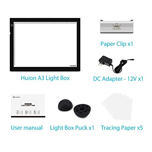 Huion A3 - Caja De Luz, 45 x 36 cm,Con Papel De Calco y Papel De Bola, Blanco y Negro