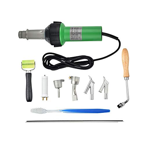 HUKOER 1600W Soldadora de plástico de mano, pistola de calor de soldadura de vinilo, herramientas para pisos Kit de soldadura de pisos con boquillas de velocidad Rodillo Pe PVC Plástico