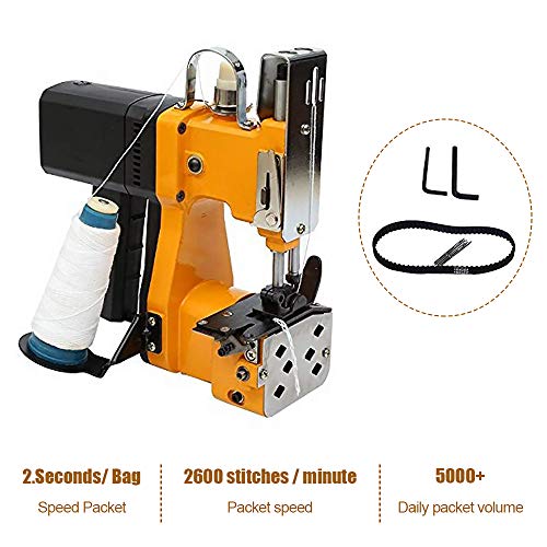 HUKOER Máquina de coser portátil Máquina de coser más cercana Bolsa de embalaje eléctrica Sellado de costura para bolsa de plástico de papel de arroz saco de piel de serpiente (220V)