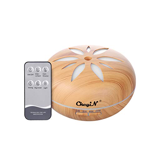 Humidificador Ultrasónico 550ml,Aceites Esenciales Difusor de Aromaterapia Control Remoto -7 Colores+4 Temporizador-Para la Habitación del Bebé/SPA/Yoga/Masaje/Oficina,Etc (A)