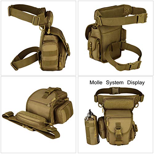 Huntvp Bolsa de Pierna Bolsa Táctical Militar Impermeable para Correr Senderismo Ciclismo Camping Caza, Negro/Verde/Marrón/Camuflaje