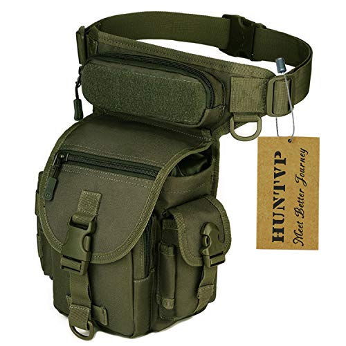 Huntvp Bolsa de Pierna Bolsa Táctical Militar Impermeable para Correr Senderismo Ciclismo Camping Caza, Negro/Verde/Marrón/Camuflaje