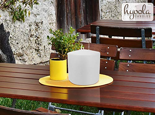 Hyoola White Three Wick Vela grande – 6 x 6 pulgadas – Velas grandes sin aroma – 146 horas – Fabricado en Europa