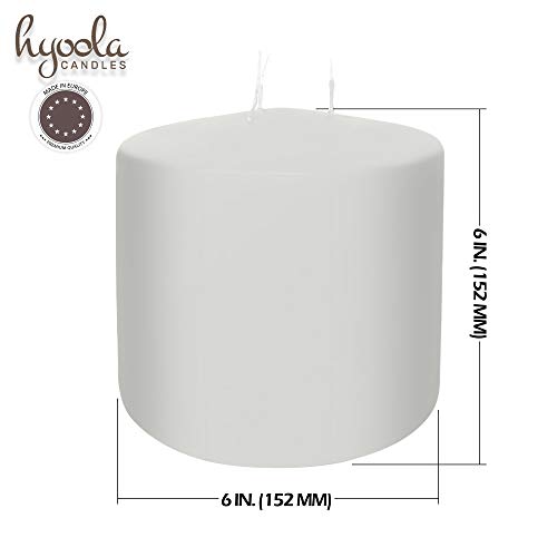 Hyoola White Three Wick Vela grande – 6 x 6 pulgadas – Velas grandes sin aroma – 146 horas – Fabricado en Europa