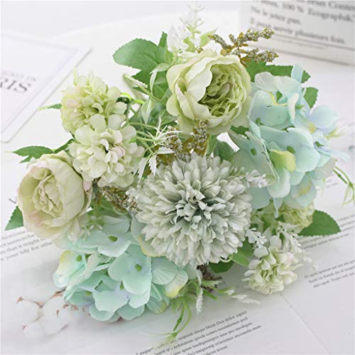 HZAMING - Ramo de Flores Artificiales pequeñas de Seda para decoración de Ramo de hortensias de Flores realistas para Bodas, centros de Mesa, 2 Paquetes
