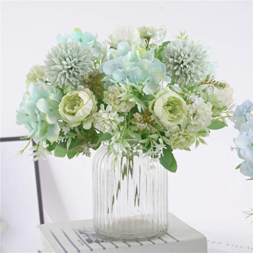HZAMING - Ramo de Flores Artificiales pequeñas de Seda para decoración de Ramo de hortensias de Flores realistas para Bodas, centros de Mesa, 2 Paquetes
