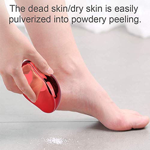 iBazal Lima De Vidrio Para Pies, Raspador De Pedicura, Removedor De Piel Muerta, Amoladora De Pies, Herramienta De Pedicura Exfoliante Para Adultos - Rojo