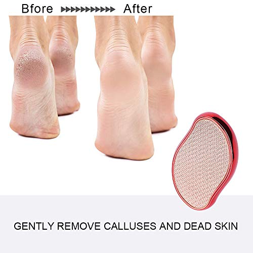 iBazal Lima De Vidrio Para Pies, Raspador De Pedicura, Removedor De Piel Muerta, Amoladora De Pies, Herramienta De Pedicura Exfoliante Para Adultos - Rojo