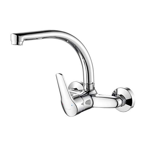 Ibergrif M16350-Roma, Grifo de Cocina de Pared, Grifo para Fregadero Monomando, Cromo