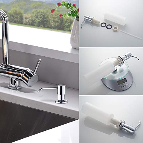Ibergrif M34027 Dispensador de Jabón Líquido, Detergente de Cocina Incorporado, Plata, Acero Inoxidable, 300 ML, Talla única