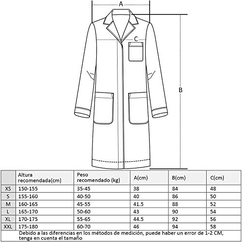Icertag Bata de Laboratorio, médico Abrigo Abrigo de Mujer, Abrigo Blanco para Damas, Adecuado para Estudiantes de la Escuela Laboratorio de Ciencia Enfermera Cosplay Vestido de algodón (Medium)