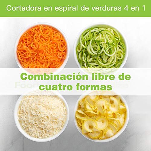 ICHECKEY Cortador de Verduras,Rallador de Verduras 4 en 1 Verduras Cortador,Calabacin Pasta,Cortador en Espiral Manual,Adecuado para Zanahorias,Pepinos,Vegetal Veggetti Slicer Pepino(Verde)