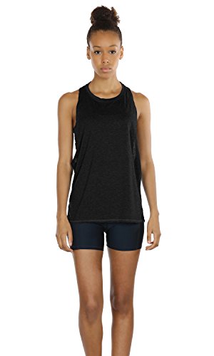 icyzone Sueltas y Ocio Camiseta sin Mangas Camiseta de Fitness Deportiva de Tirantes para Mujer(Paquete de 3) (XS, Negro/UVA Morada/Azul Cielo)