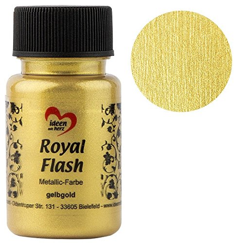 Ideen mit Herz pintura acrílica metalizada"Royal Flash" | con las partículas de brillo más finas | metálica | 50 ml (oro amarillo)