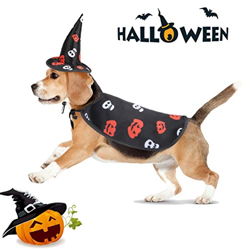 Idepet Perro Disfraz de Halloween Sombrero de capa de gato Capa para mascotas Cosplay Cachorro Gatitos Rojo Negro Disfraz navideño de fantasía Ropa para perros pequeños medianos Gatos
