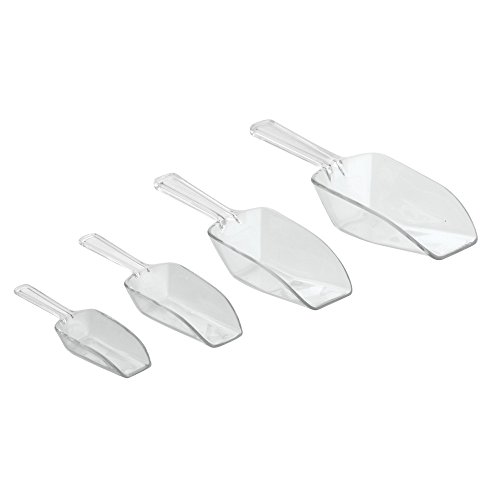 iDesign Cucharas medidoras de varios tamaños, medidor de cocina de plástico, juego de 4 palas de cocina para harina, especias y otros alimentos, transparente