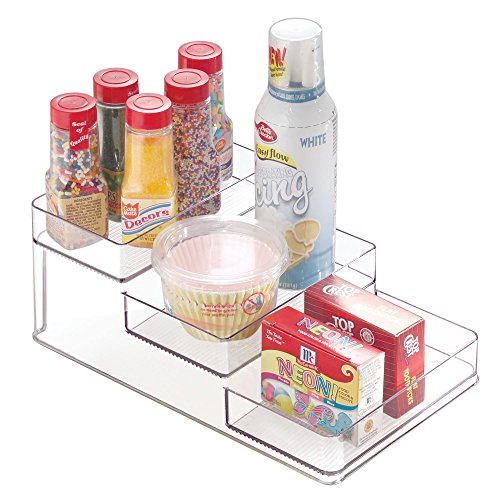 iDesign Especiero con 3 pisos para cocina, compacto organizador de armarios de cocina fabricado en plástico, práctico estante para las especias, transparente
