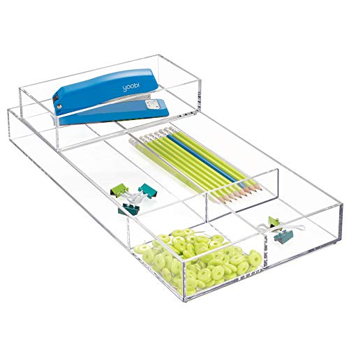 iDesign Maquillaje y cosméticos, Organizador de cajones pequeño de plástico Libre de BPA, Caja apilable para baño, Cocina y Oficina, Transparente, S: 10 cm x 20,3 cm