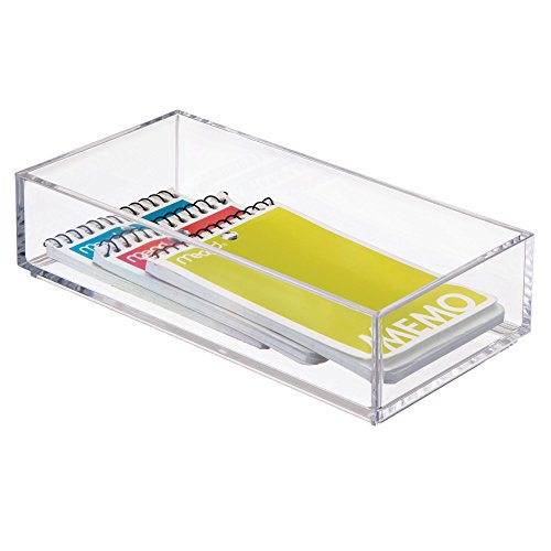 iDesign Maquillaje y cosméticos, Organizador de cajones pequeño de plástico Libre de BPA, Caja apilable para baño, Cocina y Oficina, Transparente, S: 10 cm x 20,3 cm