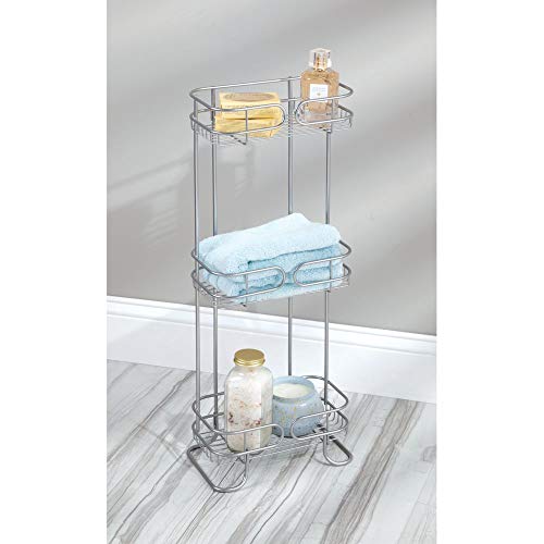 iDesign Neo Estantería, mueble de baño autónomo en metal, con tres estantes de ducha para gel y champú, plateado, 16.0 Cm X 24.9 Cm X 66.3 Cm