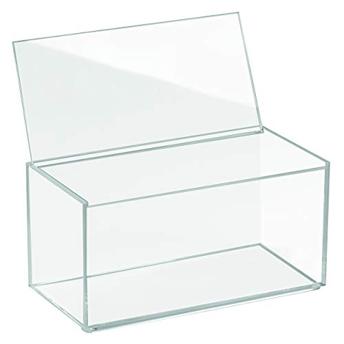 iDesign Organizador de maquillaje con tapa, organizador de cosméticos de tamaño mediano en plástico libre de BPA, caja para maquillaje apilable, transparente