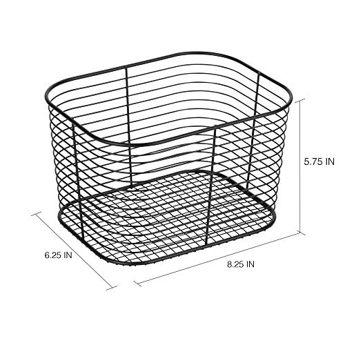iDesign Vienna almacenaje, gran organizador metal, cesto de baño para guardar cosméticos o toallas, negro mate, 18.8 Cm X 23.9 Cm X 14.5 Cm