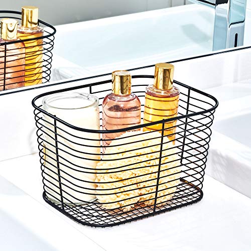 iDesign Vienna almacenaje, gran organizador metal, cesto de baño para guardar cosméticos o toallas, negro mate, 18.8 Cm X 23.9 Cm X 14.5 Cm