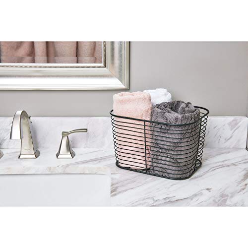 iDesign Vienna almacenaje, gran organizador metal, cesto de baño para guardar cosméticos o toallas, negro mate, 18.8 Cm X 23.9 Cm X 14.5 Cm