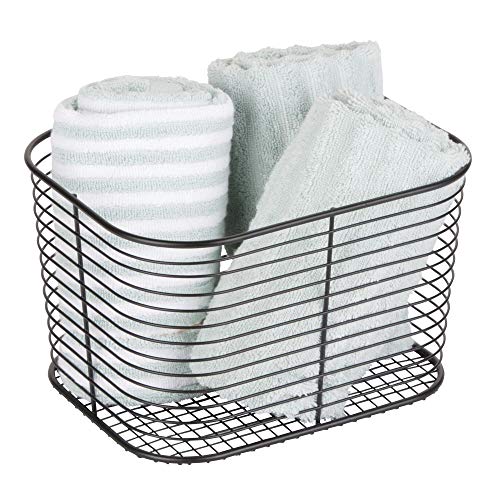 iDesign Vienna almacenaje, gran organizador metal, cesto de baño para guardar cosméticos o toallas, negro mate, 18.8 Cm X 23.9 Cm X 14.5 Cm