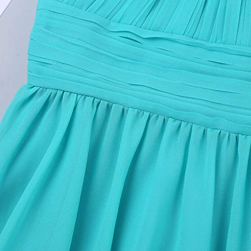 IEFIEL Vestido Corto De Comunión para Niña (4-14 Años) Infantil Vestido De Fiesta Ceremonia Boda Dama de Honor Sin Mangas Cuello Redondo Turquesa 12 años