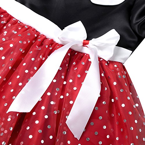 IEFIEL Vestidos de Princesa Fiesta Bautizo para Bebés Niñas Disfraces Infantiles de Navidad Carnaval con Lunares (9 Meses-4 Años) Rojo 2-3 años