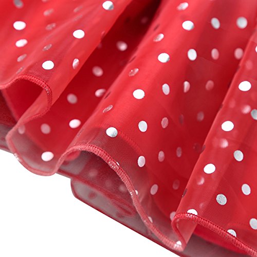 IEFIEL Vestidos de Princesa Fiesta Bautizo para Bebés Niñas Disfraces Infantiles de Navidad Carnaval con Lunares (9 Meses-4 Años) Rojo 2-3 años