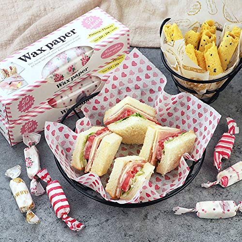 IETONE 5 Rollos Papel de Cera con Cortador de Papel de Envolver, 250 Hojas Envoltorios Papel de Grasa de Grado Alimenticio para Pan Sandwich Hamburguesa Papas Fritas