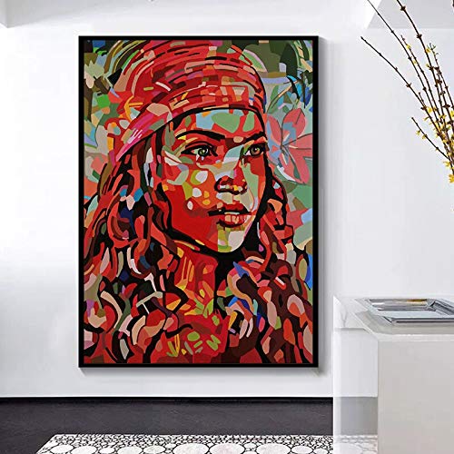 IHlXH Personajes Abstractos Imprimir Pinturas al óleo Francoise Nielly Cuchillo Colorido Cara Figura Arte de la Pared Carteles sobre Lienzo para la decoración del Dormitorio A1 40x60 sin Marco